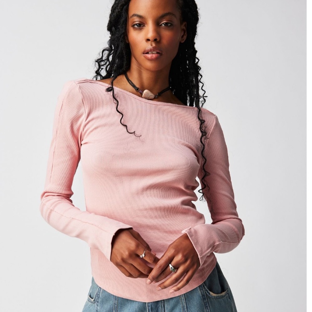 We the free unapologetic long sleeve tee in rose blush